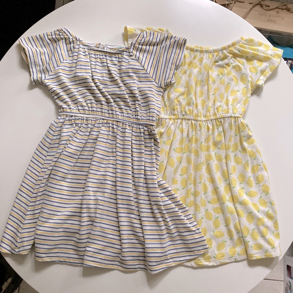 Maddie and Michelle Striped and Lemon Print Dresses Set of 2 Dresses Size 4T